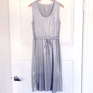 DOLAN (for Anthro) silver metallic dress with tie around waist. Small